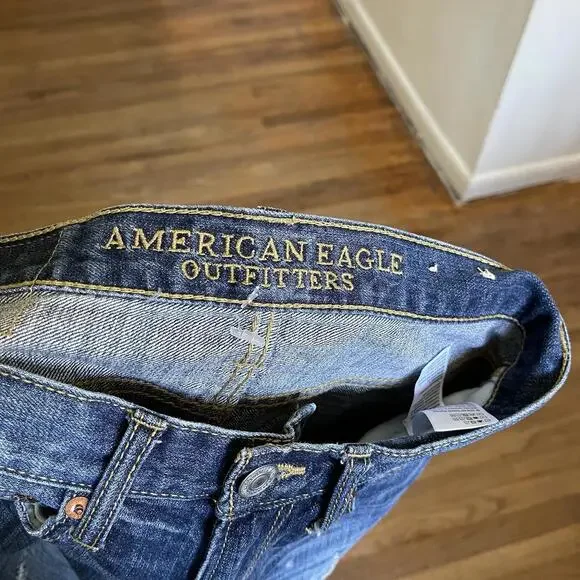 size 26x28 AEO American Eagle distressed slim jeans ExcellentC  100%Cotton - Picture 5 of 8